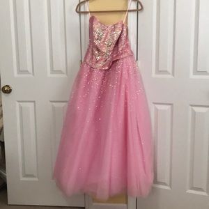Pink sequin prom dress